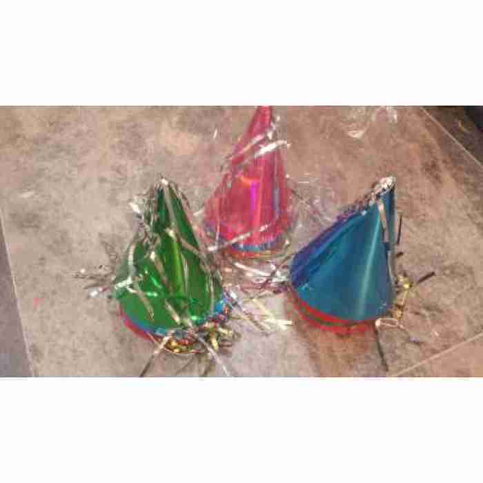 12 Foil Party Hats Colourful and Cheerful 4 Colours CR100