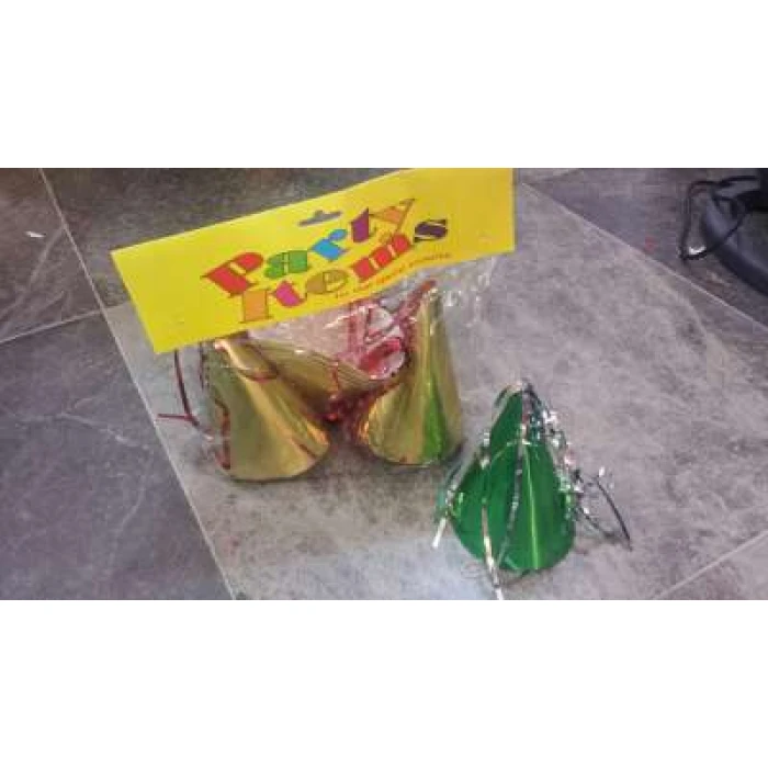 12 GOLD Foil Party Hats - Colourful and Cheerful - Image 1