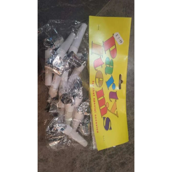 12 SILVER Party Trumpet Wavers/Blowers - Image 1