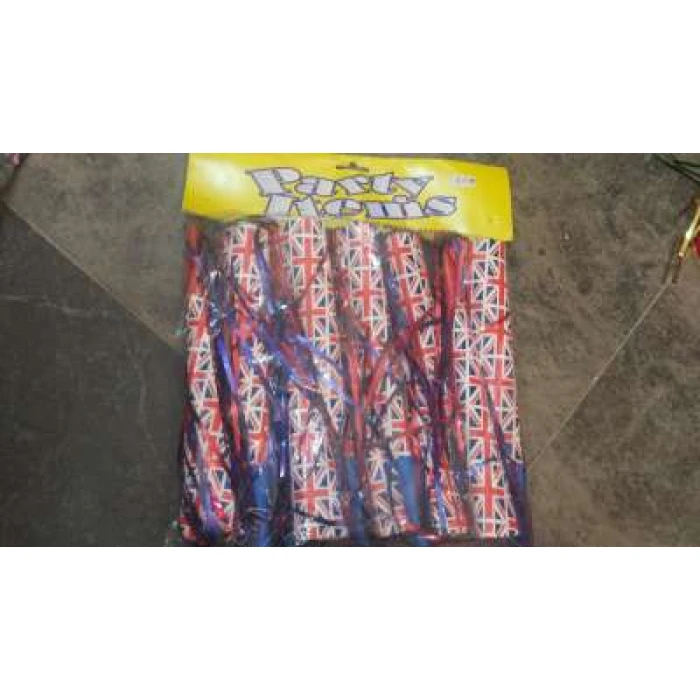 12 UNION JACK Party Trumpet Wavers/Blowers - 6 Inches - Image 1