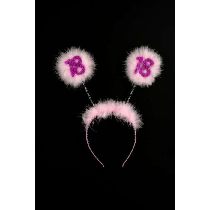 18th Birthday Pink Furry Headband - Image 1