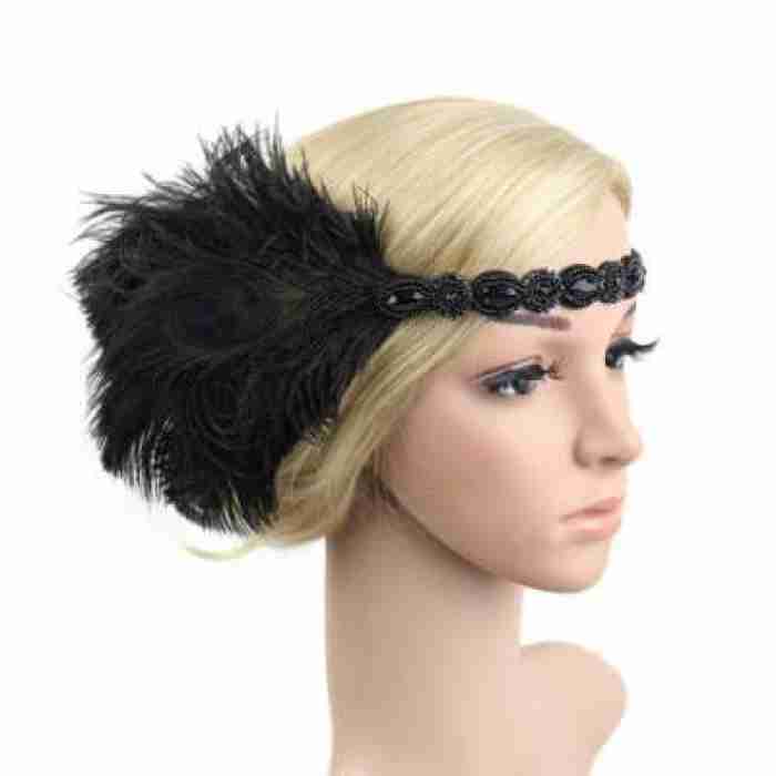 1920 s Flapper Beaded Headband Black img