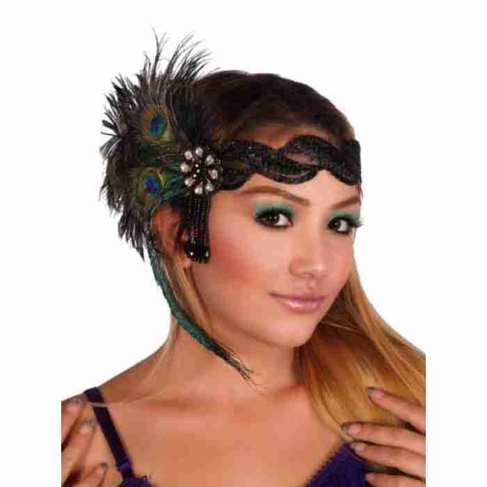 1920 s Flapper Beaded Headband Peacock img