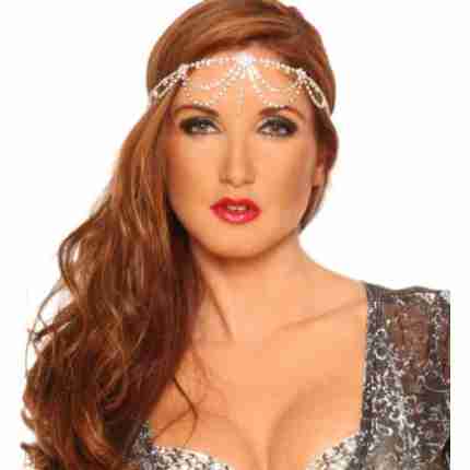 1920 s Flapper Headband with Silver Diamond Rhinestones 2 img