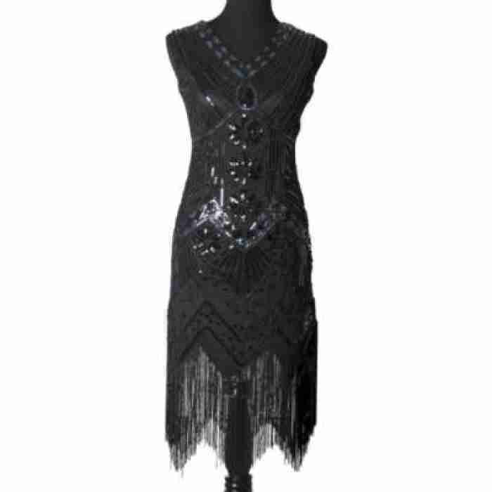 1920s Flapper Sequin Art Deco Dress Black img
