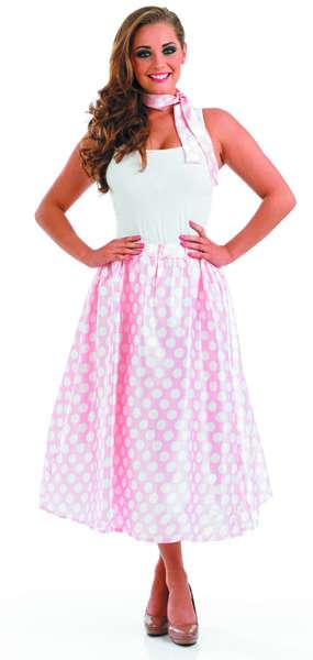 1950s Rock And Roll Pink White Skirt 3385