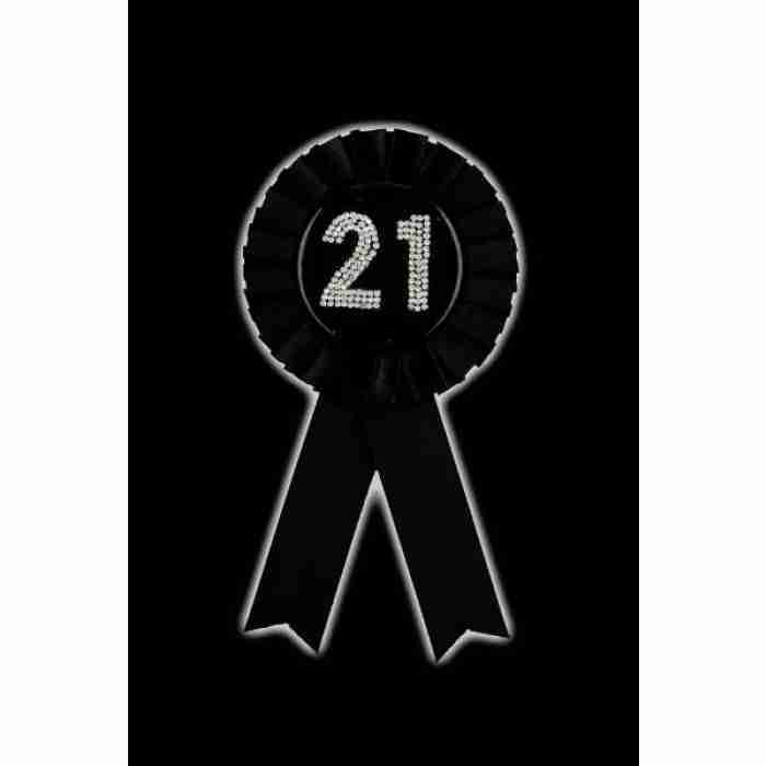 21st Birthday Black Rosette Badge