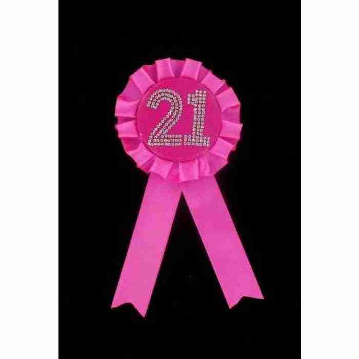 21st Birthday Pink Rosette Badge