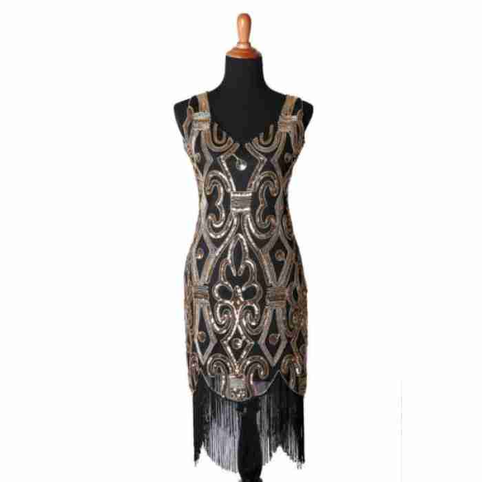 2529 1920s Flapper Sequin Art Deco Dress Gold img