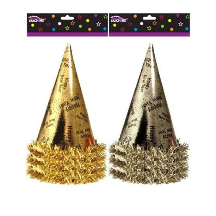 3 Pack - Foil Party Hats - NEW YEAR - Gold/Silver - Image 1