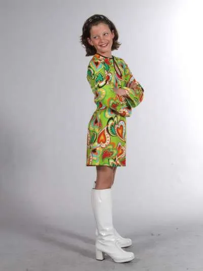 70's Mini Dress - Green Harts