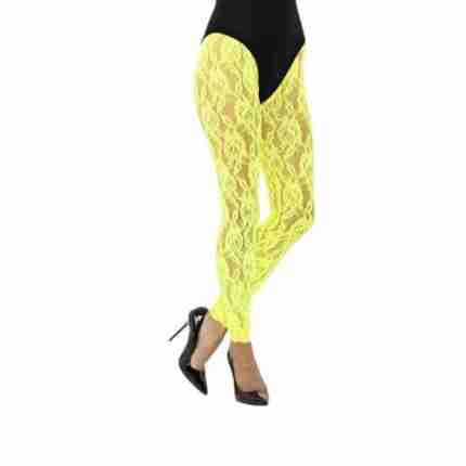80s Lace Leggings Neon Yellow img
