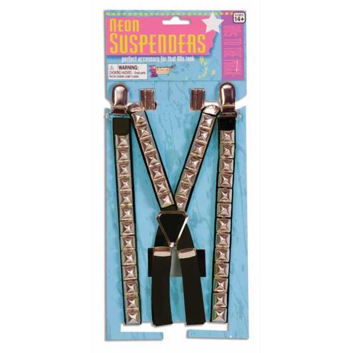 80s Studded Suspenders - Black - Image 1