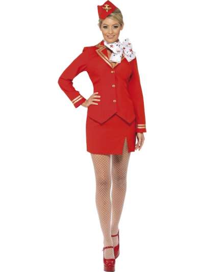 Air Line Stewardess Costume Red 33873
