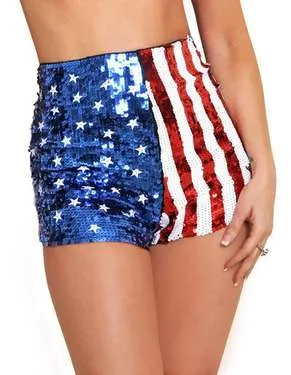 American Stars Stripes Sequin Shorts 2270Shorts