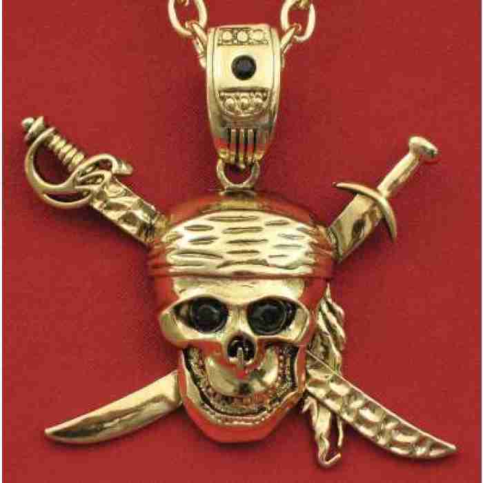 Antique Gold Pirate Skull Swords Chain img ..
