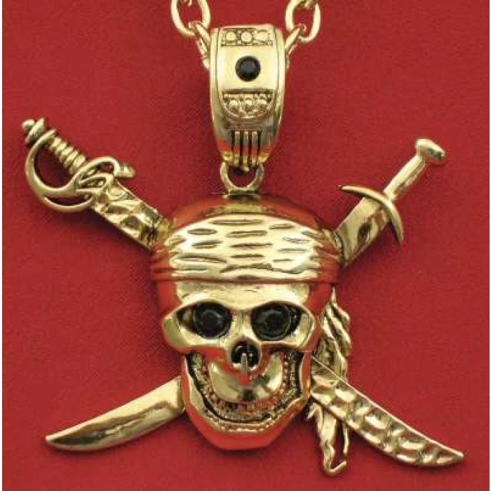 Antique Gold Pirate Skull & Swords Chain - Image 1