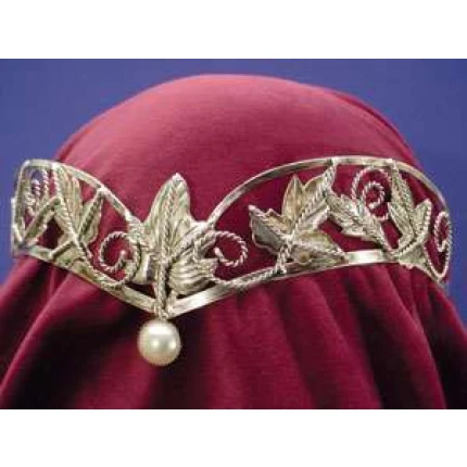Antique Look Silver Leaf & Pearl Circlet
