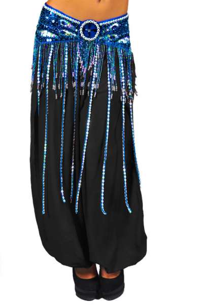 Arabian Nights Belly Dancing Bollywood Belt With Satin Straps Royal Blue S M