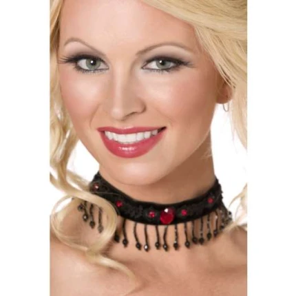 Beaded Choker - Black & Red