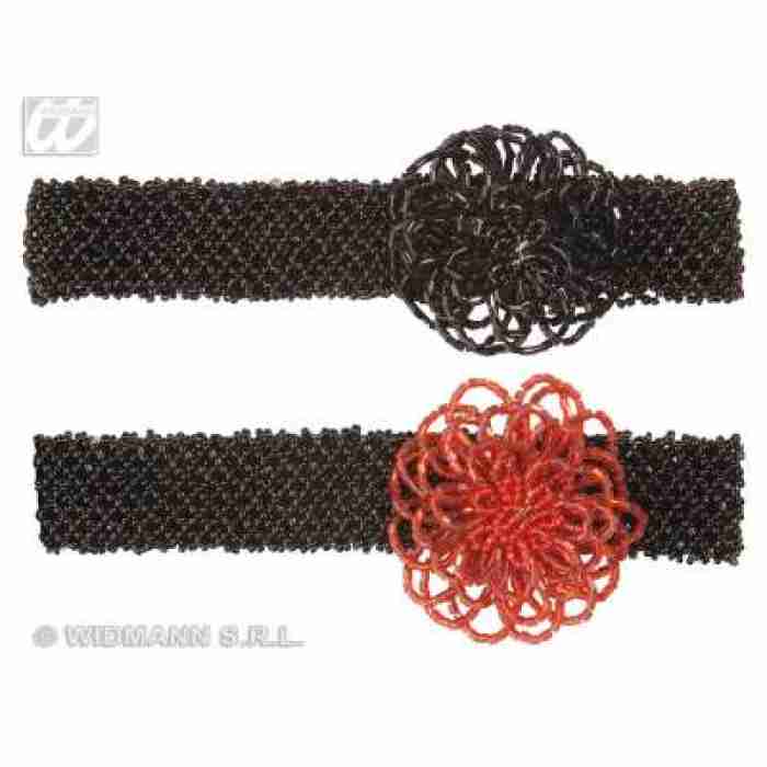 Beaded Rose Choker Red or Black