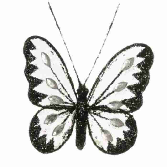 Beautiful Mesh Butterflies Black 8cm 227026