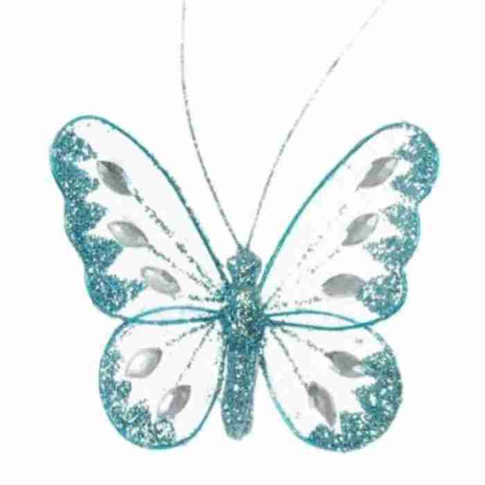 Beautiful Mesh Butterflies Blue 8cm 296026