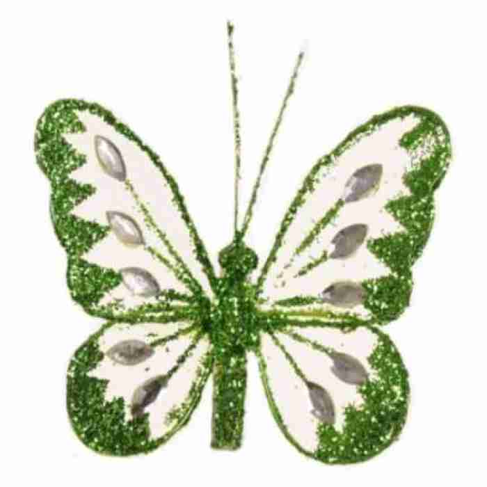 Beautiful Mesh Butterflies Green 8cm 257026