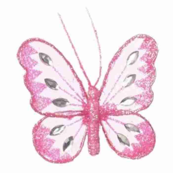 Beautiful Mesh Butterflies Pink 8cm 206026AA