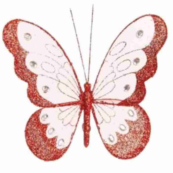 Beautiful Mesh Butterflies Red 18cm 249027