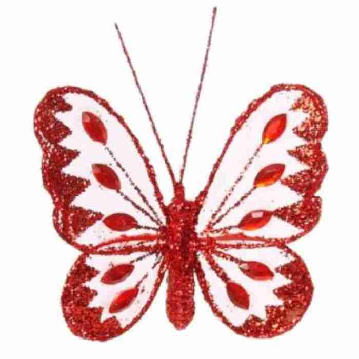 Beautiful Mesh Butterflies Red 8cm 249026
