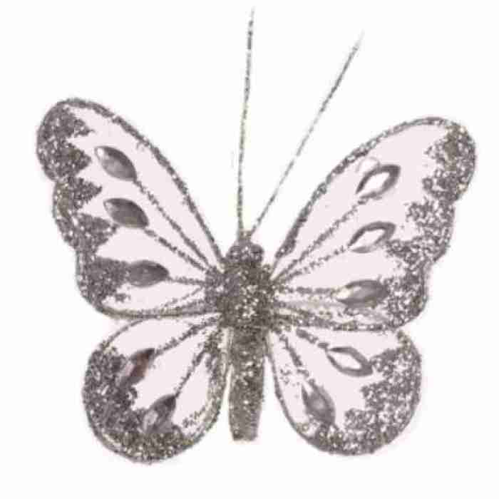 Beautiful Mesh Butterflies Silver 8cm 210026