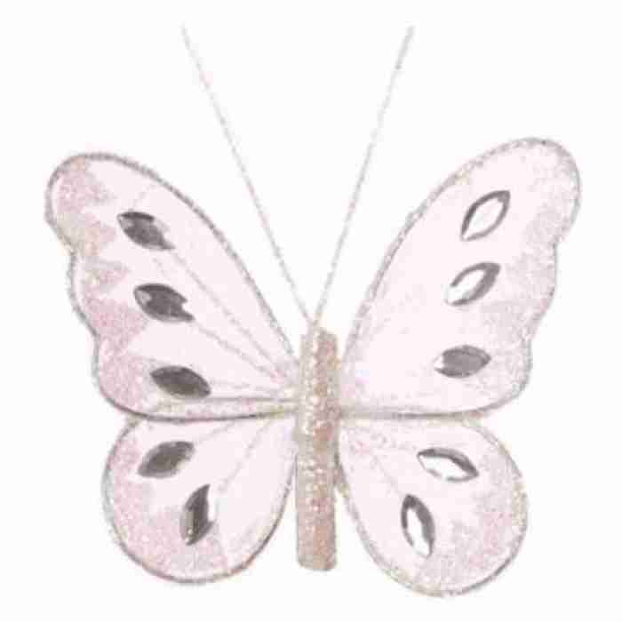 Beautiful Mesh Butterflies White 8cm 248026