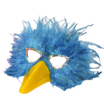 Bird Eyemask With Feathers Blue