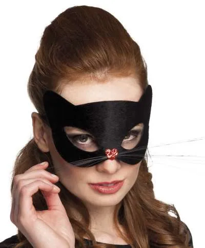Black Cat Eye Mask (Red Nose