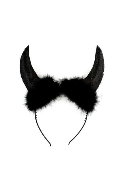 Black Furry Devil Horns