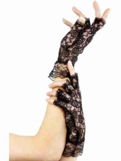 Black Lace Fingerless Gloves 98251
