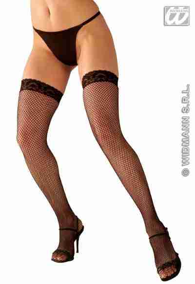 Black Lace Top Fishnet Thigh Highs 4747A a