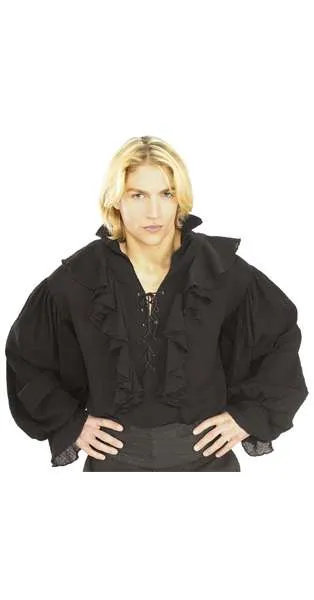 Black Linen Pirate and Renaissance Shirt