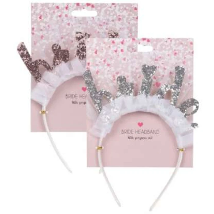 Bride Headband With Veil - Image 1