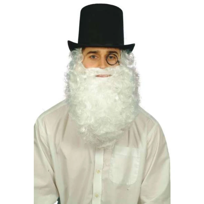 Bushy White Beard & Tash - Image 1