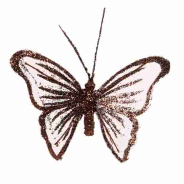 Butterflies Fairy Gittered Brown 8cm 228006