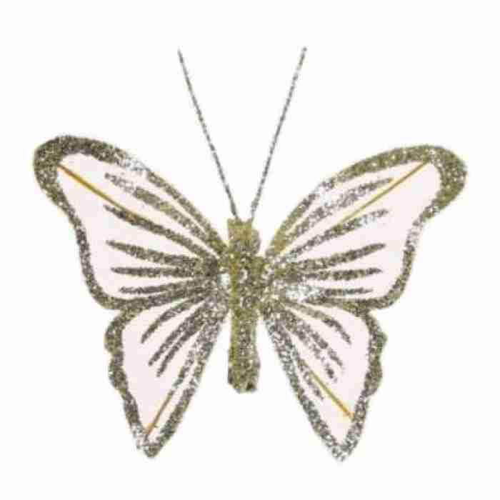 Butterflies Fairy Gittered Champagne 8cm 212006