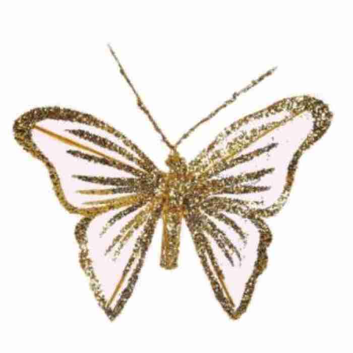 Butterflies Fairy Gittered Gold 8cm 209006