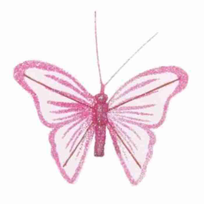 Butterflies Fairy Gittered Pale Pink 8cm 266006