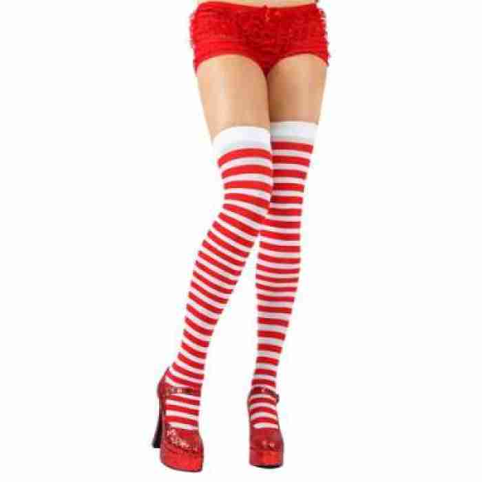 Candystripe Thigh Highs Red White ts7045