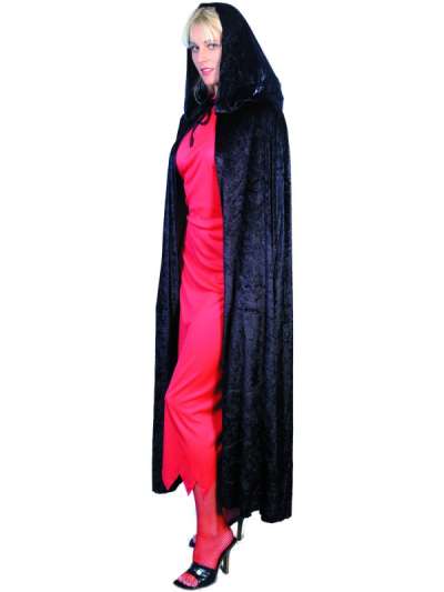 Cape Hooded Black Velvet Cape 22531