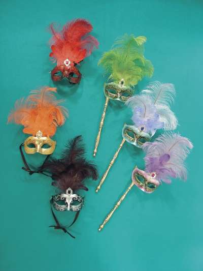 Carnival Eye Mask with Feather 80435 Img