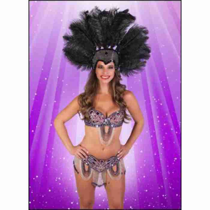 Carnival ShowGirls Feather Headdress Black1