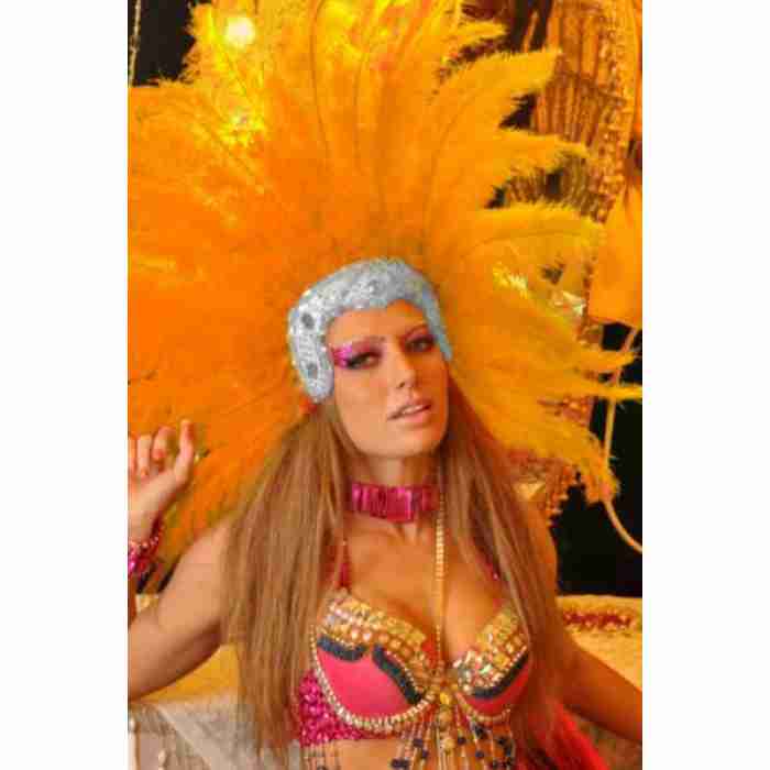 Carnival ShowGirls Feather Headdress Orange1